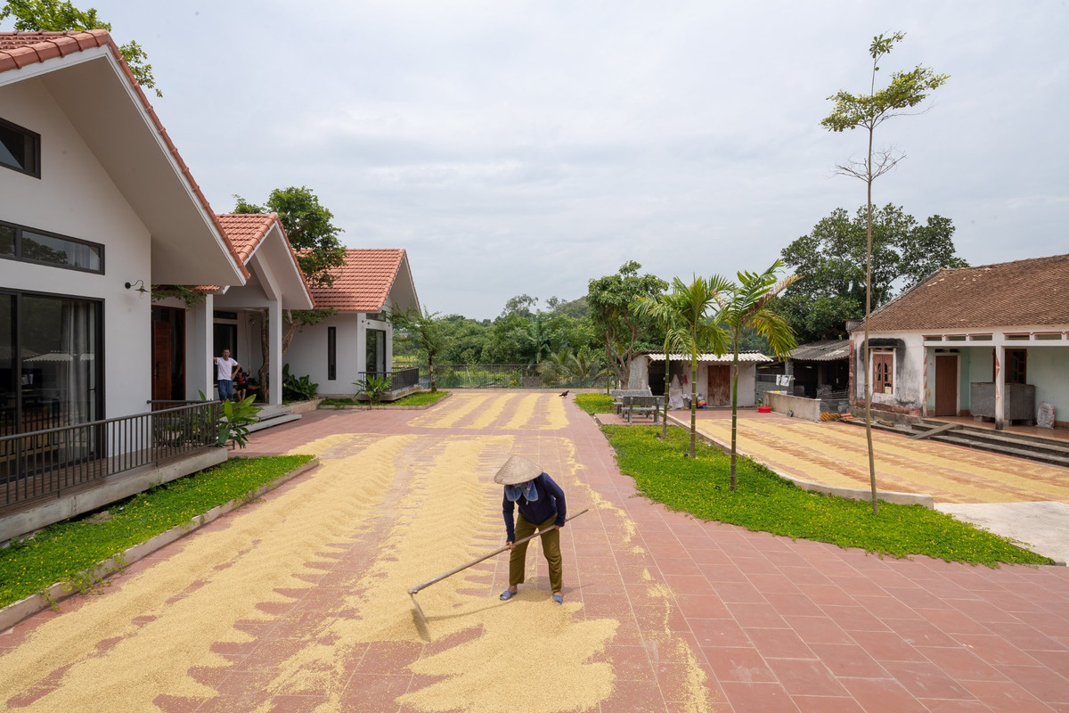 Nhà có ba khoảng hiên gồm một khoảng hiên chính giữa làm không gian chuyển tiếp giữa trong và ngoài.