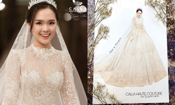 Xuất thân gia thế, lại kết hôn với Duy Mạnh – trung vệ đình đám của đội tuyển quốc gia, Quỳnh Anh có cơ hội hiện thực hóa giấc mơ cổ tích trong hôn lễ của chính mình. Ảnh: Saostar