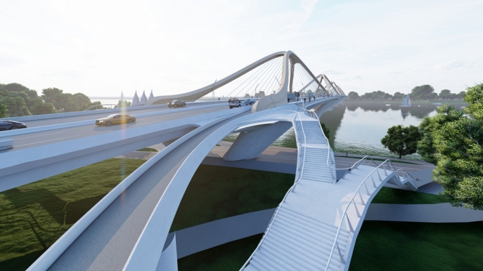 Các khoảng không được tận dụng bố trí làn xe đạp tại vị trí sát vành vòm. Ảnh: Báo giao thông