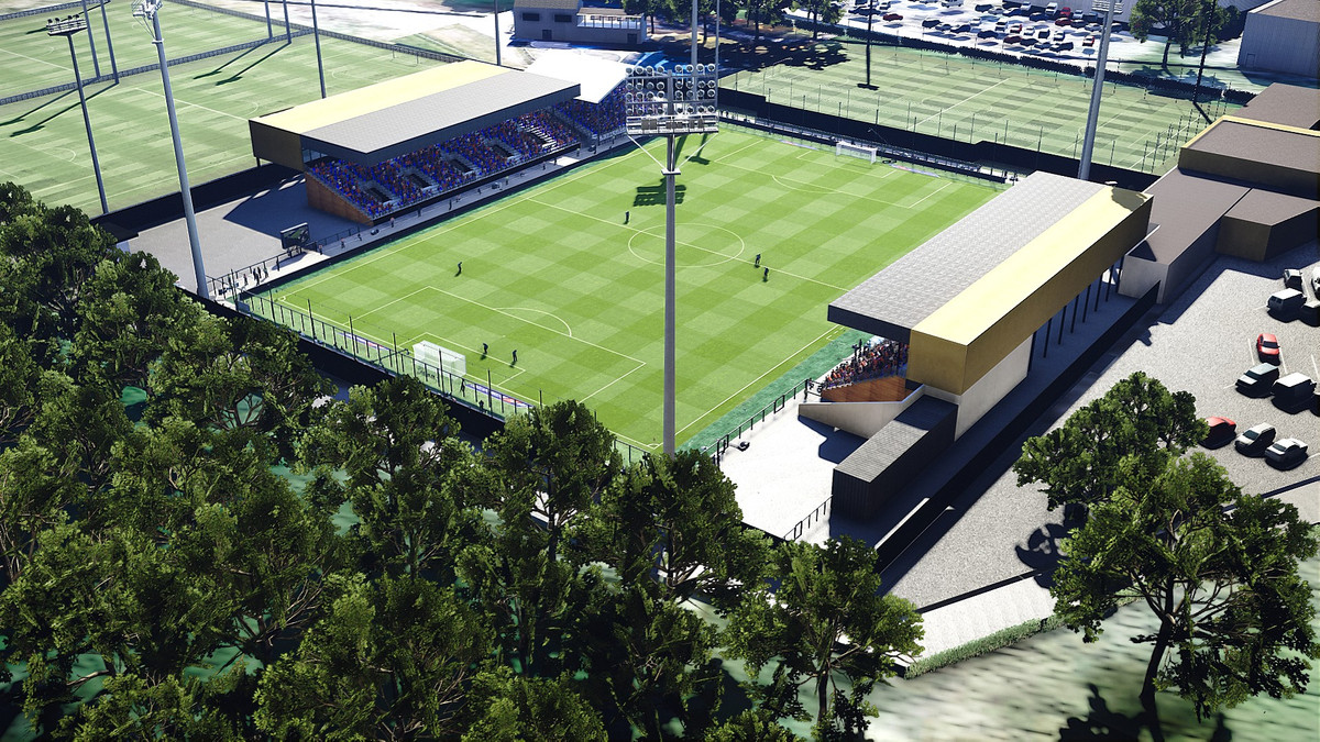 Sau khi hoàn thành việc cải tạo vào năm 2021 để tuân thủ các yêu cầu của Ligue 2, sân được đổi tên thành Nouste Camp. Ảnh: PES Modding