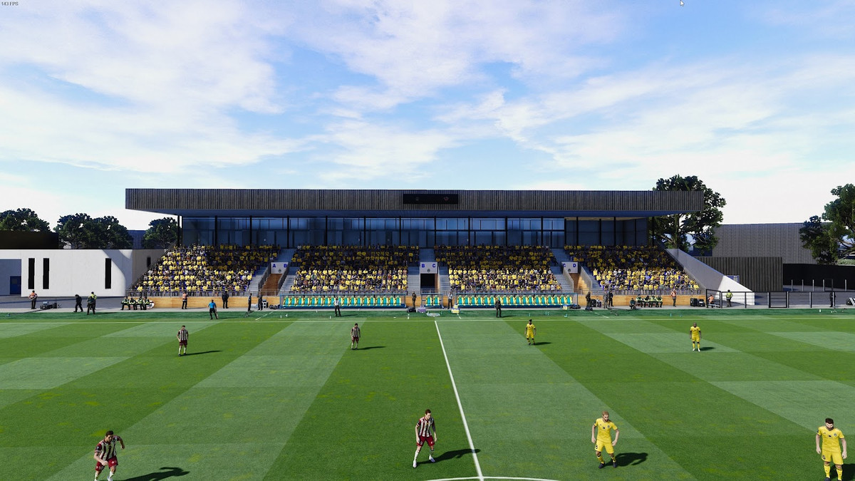 Pau FC hòa Villefranche 1–1 trong trận đấu đầu tiên được tổ chức tại sân Nouste Camp. Ảnh: PES Modding