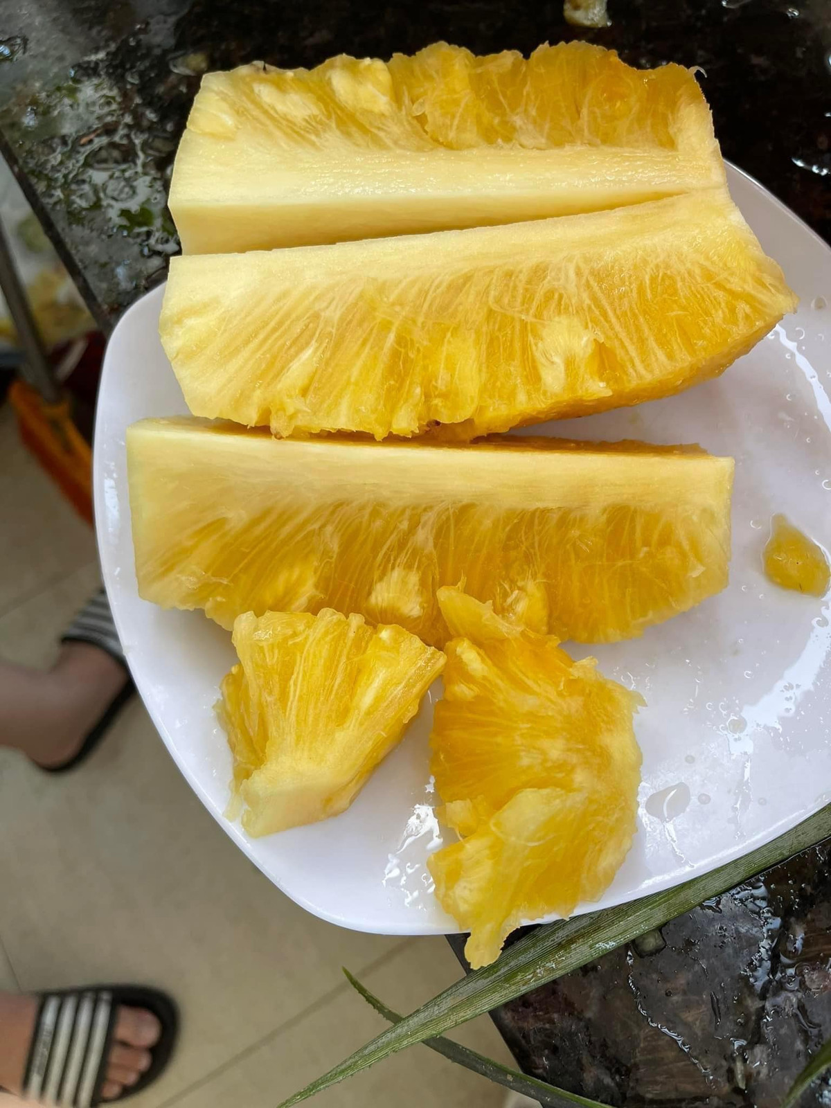 Chị Mai Trang (Cầu Giấy, Hà Nội) cho biết, gần đây chị thấy nhiều người rao bán dứa mật khổng lồ với giá chỉ 25.000 đồng/kg.