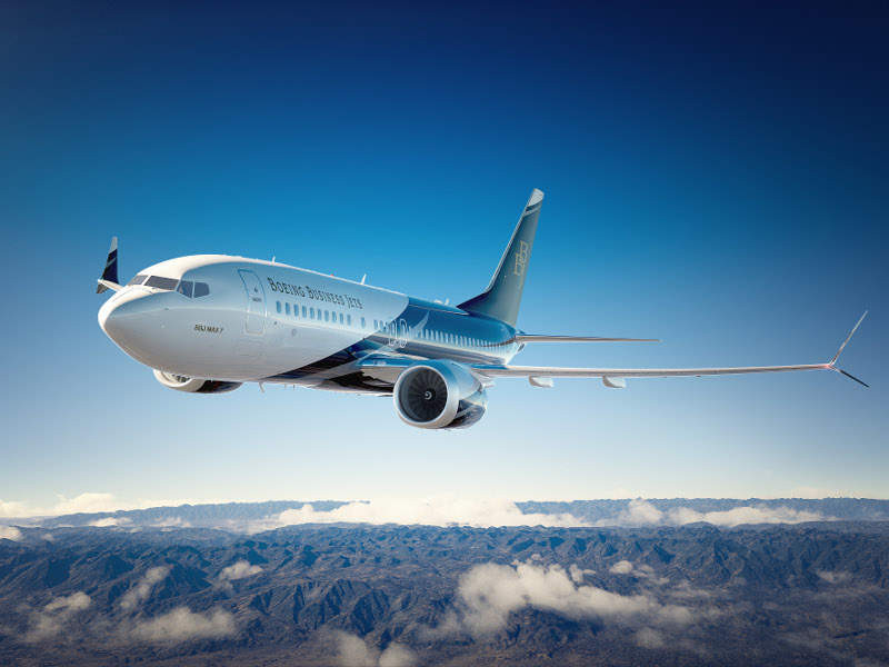 Boeing lần đầu tiên công bố nội thất máy bay tư nhân sang trọng mới nhất của hãng BBJ MAX 7 tại hội nghị Hiệp hội Hàng không Kinh doanh Quốc gia 2018 ở Orlando, Florida (Mỹ).