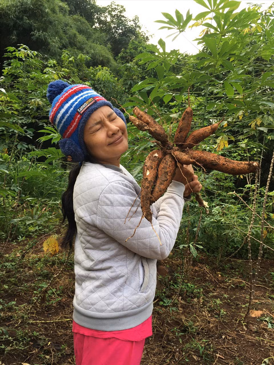 Tại đây, Kiều Trinh trồng nhiều cây ăn trái, hoa và nuôi gà, dê...Ảnh: FBNV