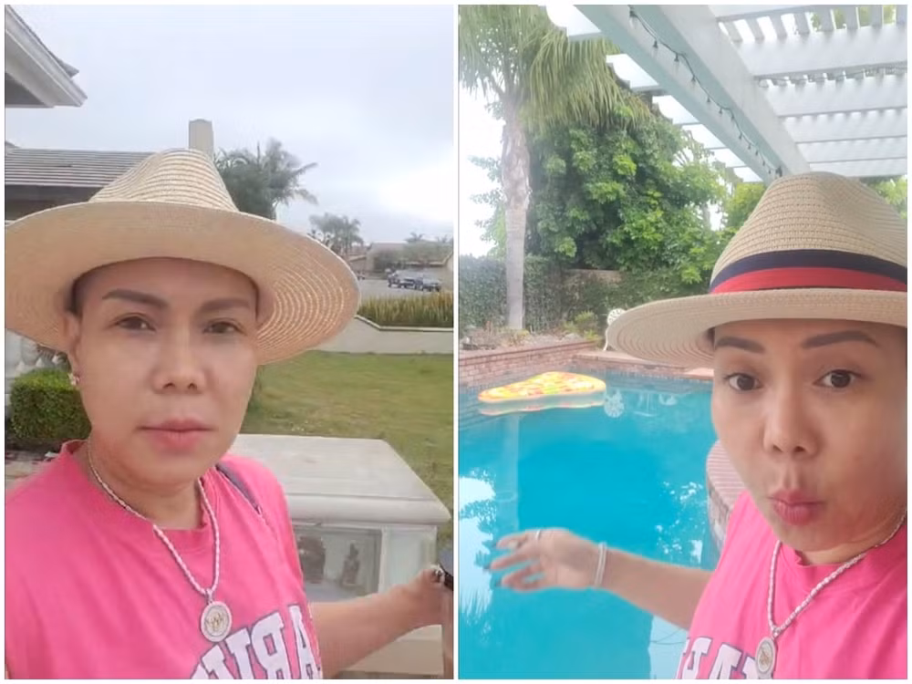 Nữ nghệ sĩ rất tâm đắc với không gian phía trước cơ ngơi. Nguồn ảnh: chụp màn hình