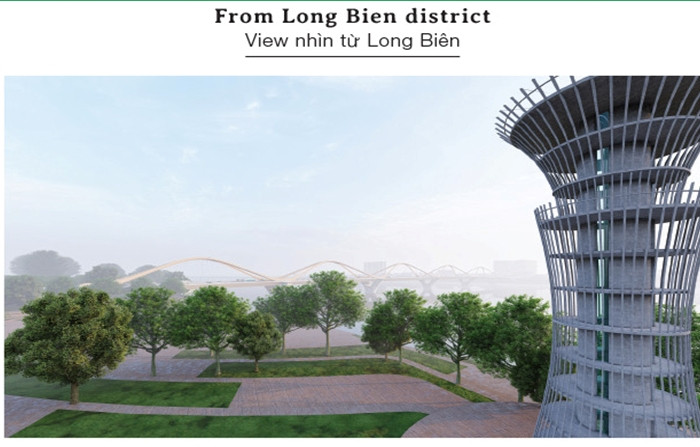 Cây cầu mang biểu tượng bất tận về không gian và thời gian của Hà Nội. Một biểu tượng mới của Hà Nội bắt nguồn từ không gian, thể hiện tính hiện đại và thẩm mỹ. Ảnh: Tapchikientruc