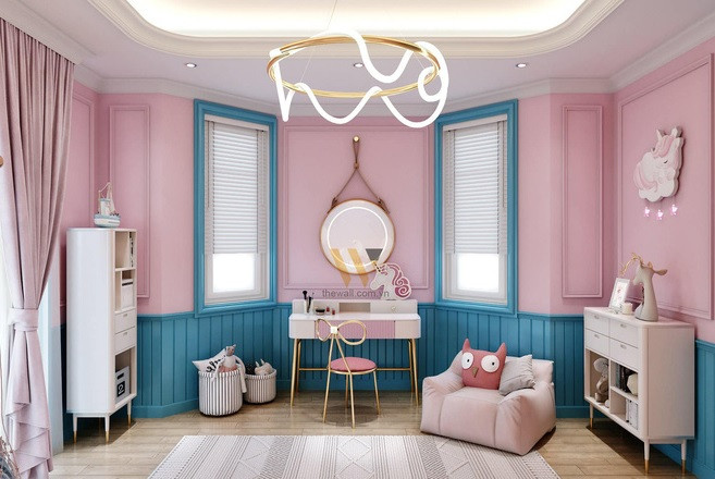 Trong nhà, vợ chồng nữ đại gia quận 7 thiết kế cho mỗi cô con gái một decor riêng, với màu sắc bắt mắt.