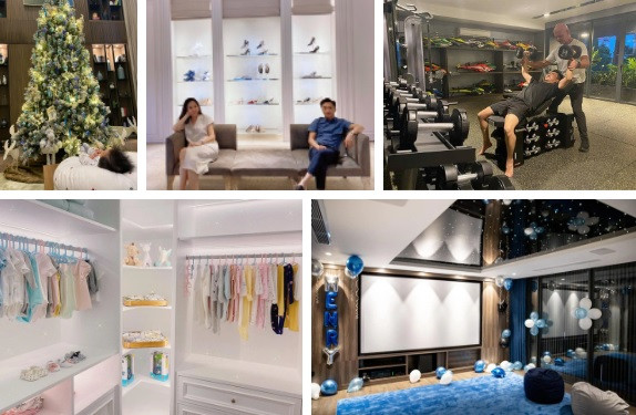 Cường Đô La còn thiết kế nhiều phòng riêng như rạp chiếu phim mini, phòng thay đồ em bé, phòng tập gym.