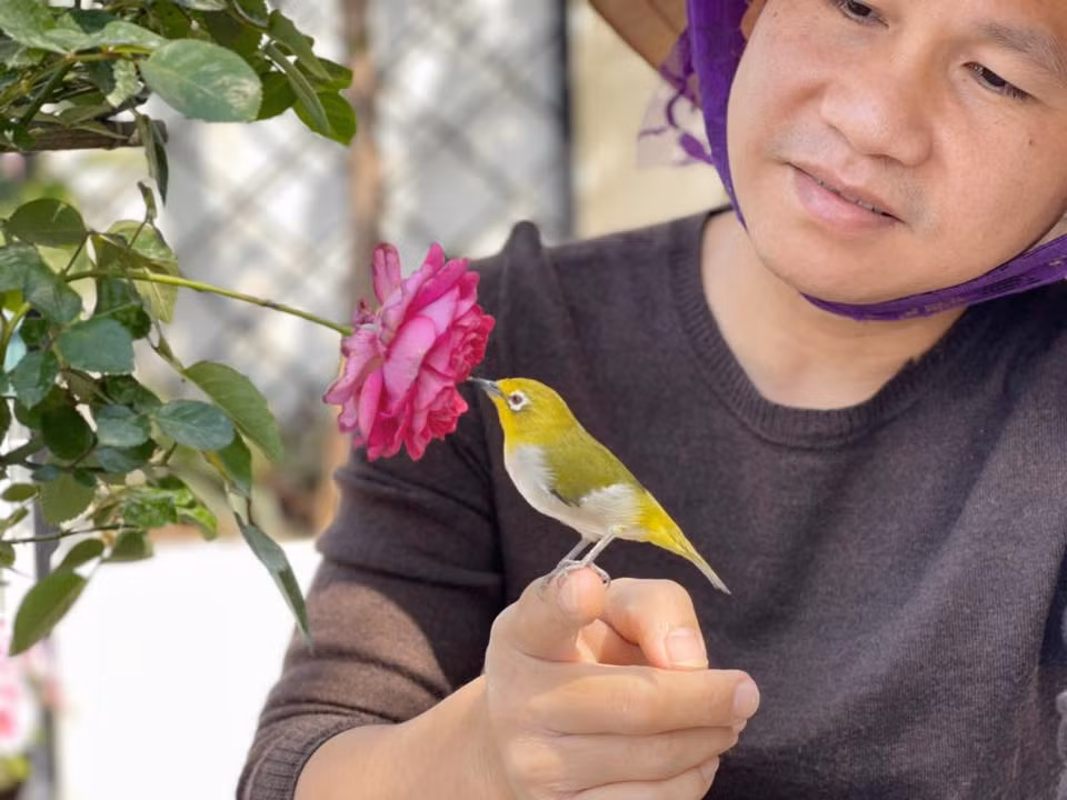 Ca sĩ Trọng Tân hóa "bác làm vườn" và chim sâu.