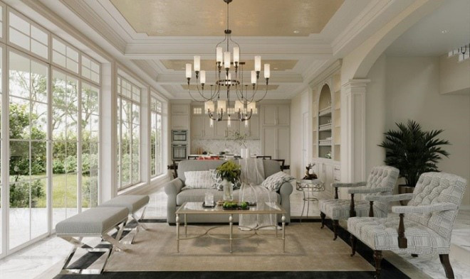 Phòng khách thoáng đãng với nội thất hiện đại.