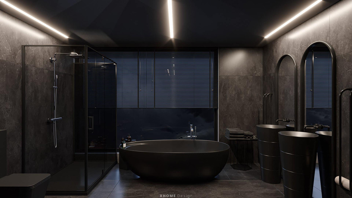 Phòng tắm theo phong cách tối giản nhưng cực kỳ hiện đại.