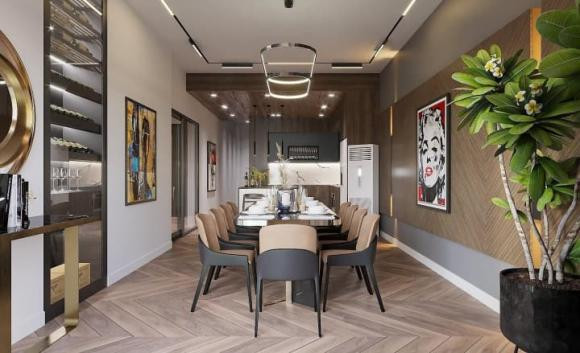 Nội thất bên trong biệt thự thiết kế sang trọng mang phong cách hiện đại. Ảnh; FBNV