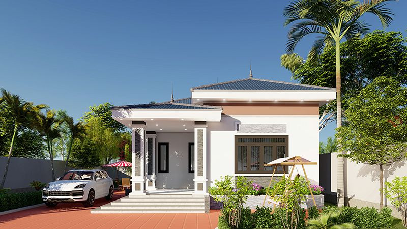 Nhà 1 tầng mái Nhật sở hữu hình khối không quá phức tạp nên phù hợp với những gia chủ yêu thích vẻ đẹp nhẹ nhàng, đơn giản. Ảnh: Wedo