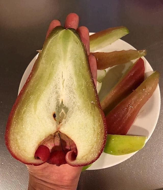 Đặc biệt, roi ngọc bích Đài Loan chắc thịt, đặc ruột, ăn có vị ngọt, nhiều nước, khá thơm. Ảnh: Facebook