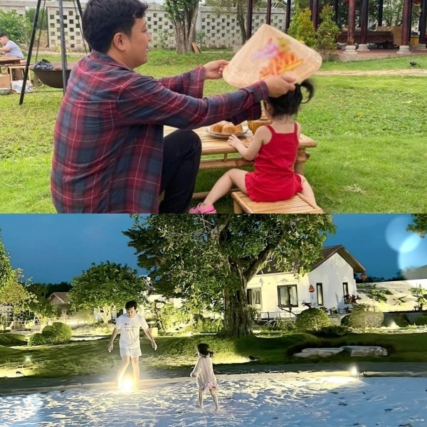 Ngôi nhà có tông màu chủ đạo là trắng, không gian sân vườn thoáng đãng. Ảnh: FB Trường Giang