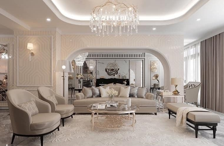 Phòng khách rộng rãi thiết kế theo phong cách hiện đại và cực kỳ sang trọng.