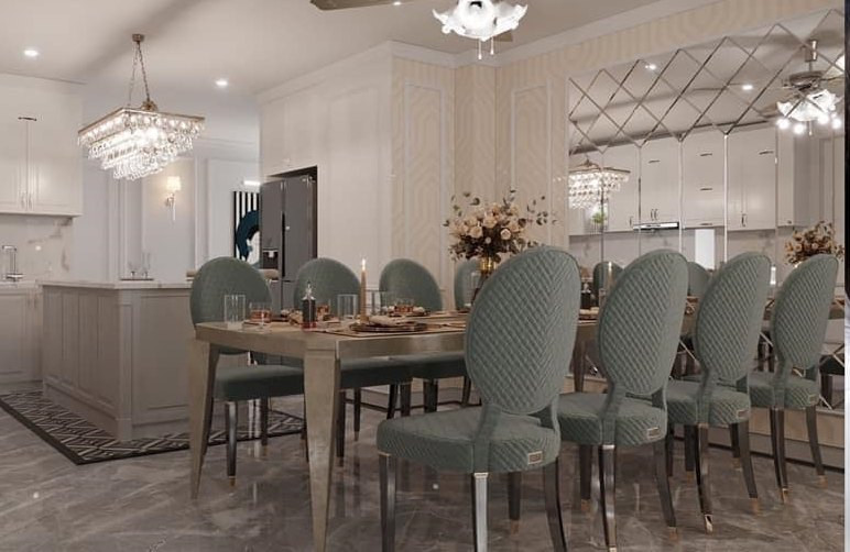 Bàn ăn lớn dành cho nhiều người.