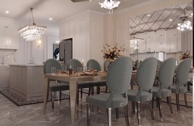 Bàn ăn lớn dành cho nhiều người.