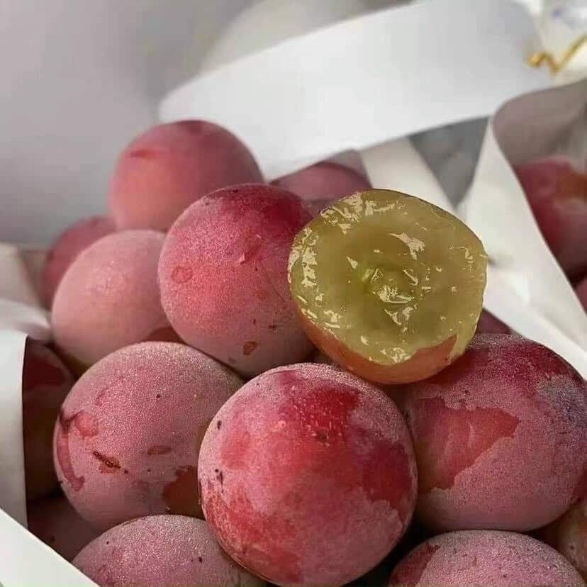 Chị Giang (Long Biên, Hà Nội) chia sẻ: "Tôi biết nho Roby Roman Nhật Bản từ lâu nhưng chưa từng được thử vì giá quá đắt. Gần đây, thấy có loại nho này xuất xứ ở Đài Loan có giá rẻ hơn nên tôi mua thử xem giống nho đắt nhất thế giới có mùi vị như thế nào". Ảnh: Facebook