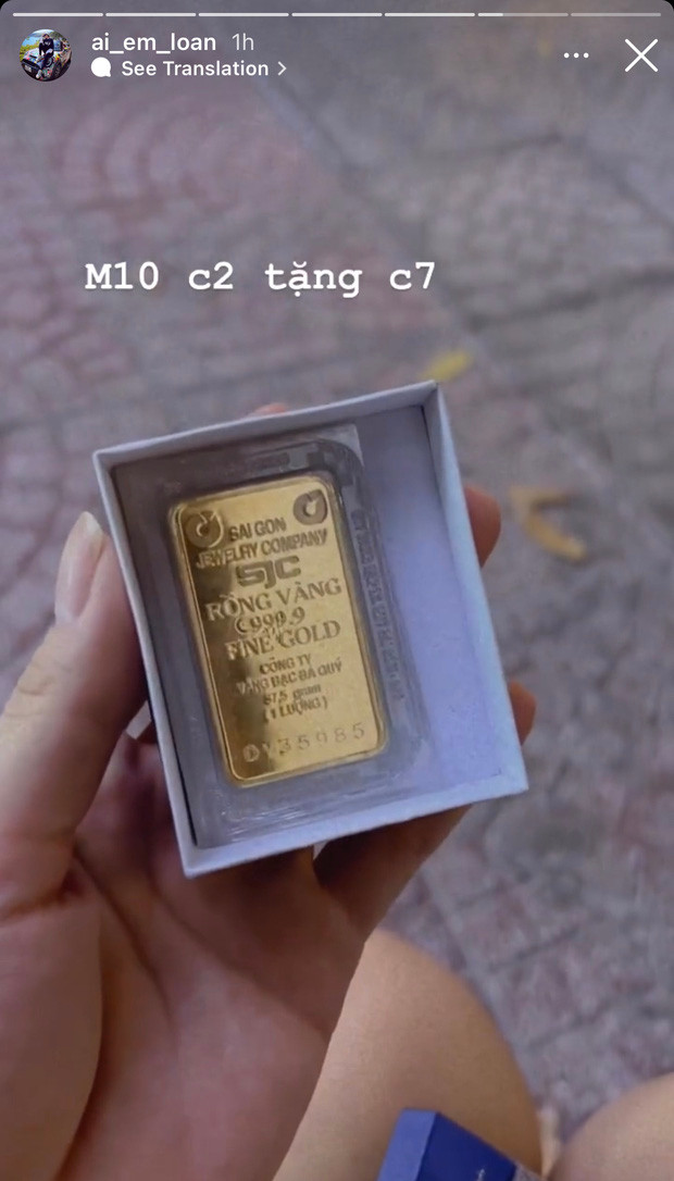 Chị gái nhà giàu Lê Loan tậu 1 cây vàng "4 số 9" nhân ngày vía Thần Tài. Nguồn ảnh: Instagram