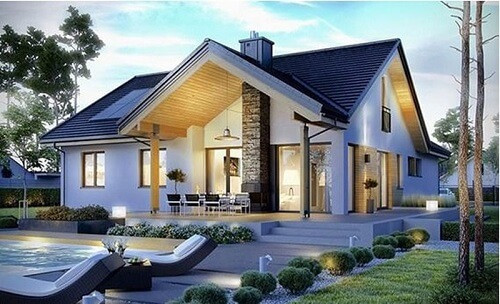 Tại vùng nông thôn hay ngoại ô, nhà cấp 4 mái thái thường được kết hợp với sân vườn thoáng đãng và rộng rãi. Ảnh: Internet