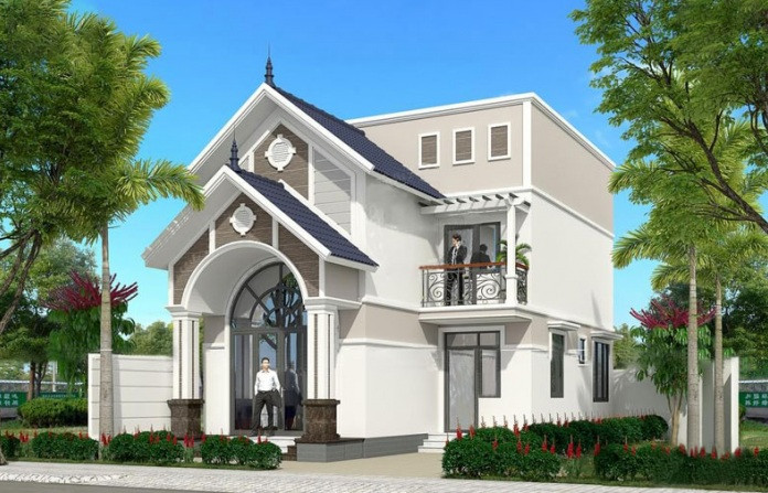 Nhà cấp 4 gác lửng chữ L thiết kế thông thoáng với khoảng sân phía trước nhà. Phần bên hông vừa là nơi để xe, vừa là nơi vui chơi cho các thành viên nhỏ tuổi. Ảnh: Kientrucxaydung