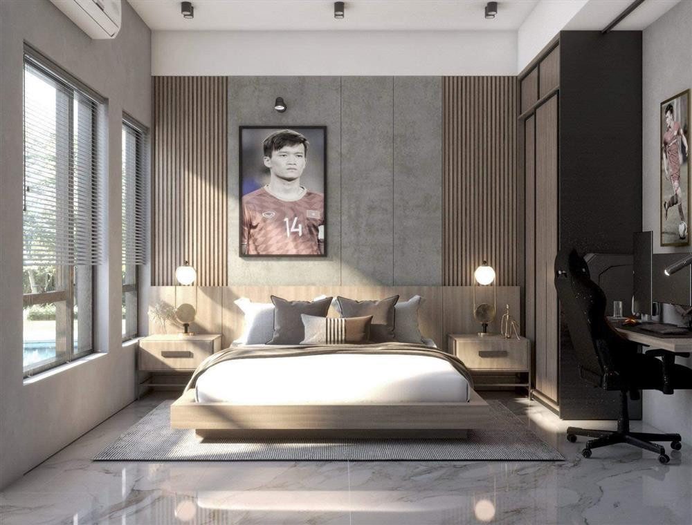 Căn phòng riêng của Hoàng Đức rất rộng rãi, lấy tông trắng làm chủ đạo. Ảnh: FBNV