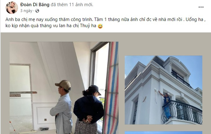 Không chỉ được biết đến là đại gia giàu có, Đoàn Di Băng còn gây chú ý khi tặng quà giá trị cho người thân. Mới đây, nữ đai gia quận 7 tiết lộ ngôi nhà mua tặng bố mẹ.