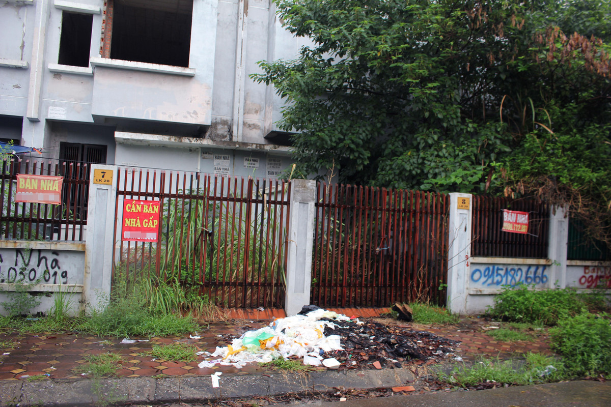 Bỏ hoang nhiều năm khiến nhiều ngôi nhà ở đây cỏ dại mọc um tùm, che hết lối đo. Ảnh: Tiền phong