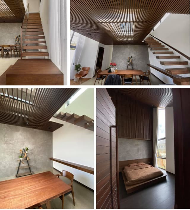 Tất cả nội thất trong nhà đều bằng gỗ.