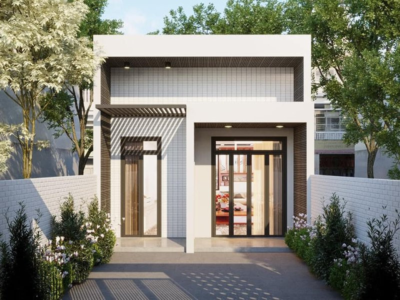 Với kiến trúc đơn giản, mẫu nhà cấp 4 mái bằng dạng biệt thự mini vừa tạo dấu ấn thẩm mỹ cao vừa giúp chủ đầu tư tối ưu chi phí. Ảnh: Noithatalpha