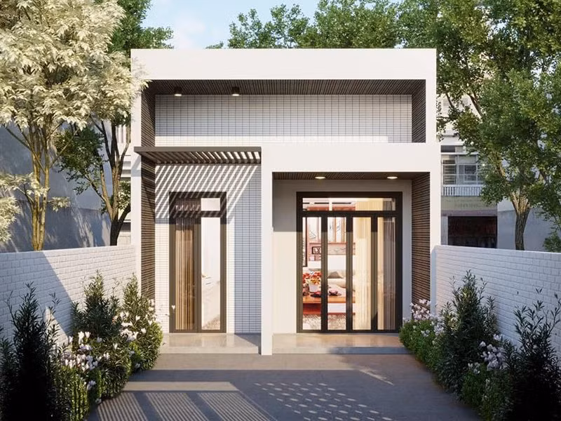 Với kiến trúc đơn giản, mẫu nhà cấp 4 mái bằng dạng biệt thự mini vừa tạo dấu ấn thẩm mỹ cao vừa giúp chủ đầu tư tối ưu chi phí. Ảnh: Noithatalpha