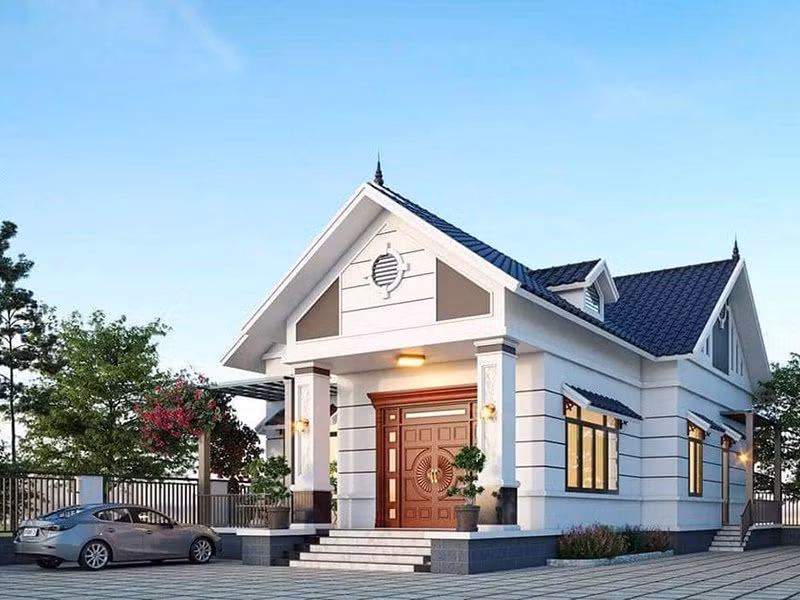 Nhiều năm nay, nhà cấp 4 mái thái luôn nằm trong thiết kế được ưa chuộng nhất bởi chi phí xây dựng vừa phải và vẻ đẹp hiện đại, sang trọng. Ảnh: Noithatalpha