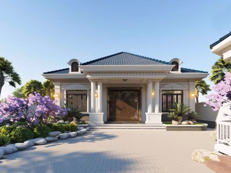 Điểm nhấn của ngôi nhà là phần mái được bố trí thêm cửa sổ áp mái ở 2 nhằm tạo thêm điểm nhấn đặc biệt cho không gian ngoại thất. Ảnh: Noithatalpha