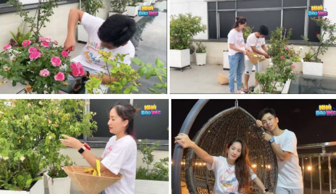 Những lúc rảnh rỗi, cặp đôi thường dành nhiều thời gian chăm sóc khu vườn. Ảnh chụp màn hình