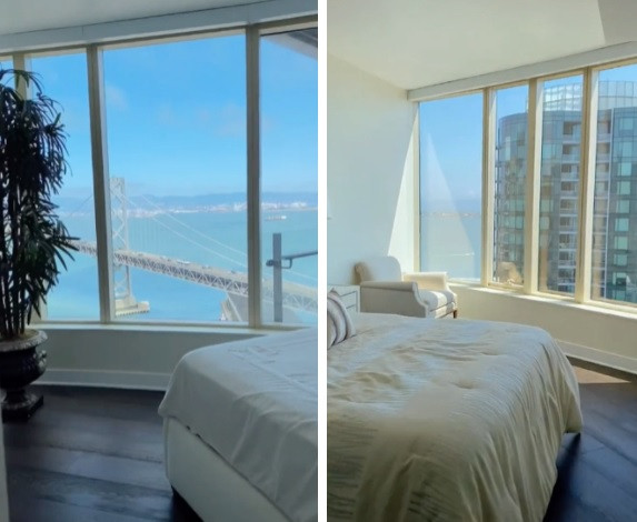 Trong nhà có 3 phòng ngủ, mỗi phòng đều có phòng ngủ view rất đẹp hướng đến cây cầu Golden Gate Bridge - biểu tượng của San Francisco. Ảnh chụp màn hình