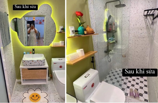 Nhà vệ sinh không quá rộng nhưng tiện nghi.