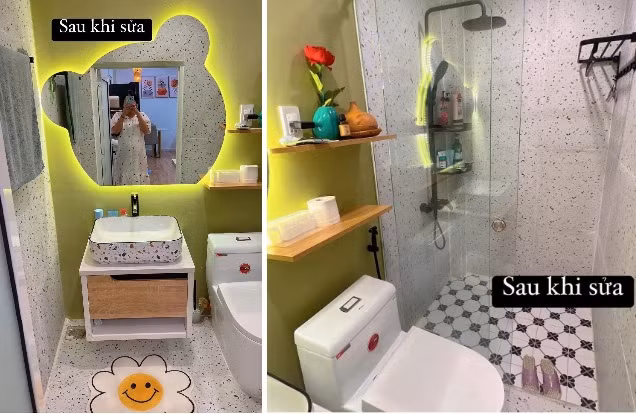 Nhà vệ sinh không quá rộng nhưng tiện nghi.