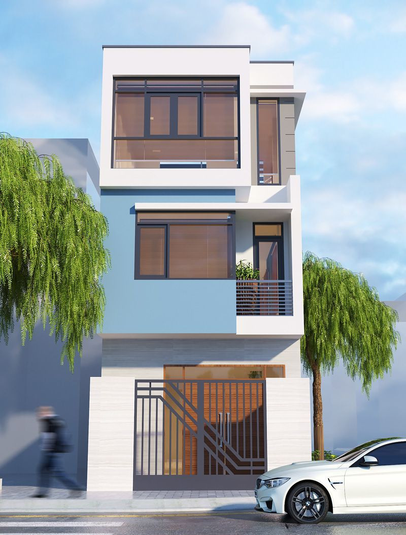 Nhà ống 3 tầng thiết kế hiện đại ngày càng được ưa chuộng bởi chi phí rẻ hơn nhiều so với nhà mái thái, tân cổ điển hay cổ diểnd. Ảnh: Thietkenhadephaiphong