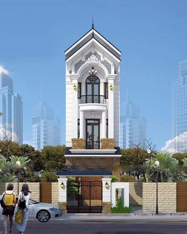 Hệ thống cửa vòm và trụ cột thiết kế dạng bo tròn làm tăng thêm nét sang trọng cho toàn bộ ngôi nhà. Ảnh: Wedo