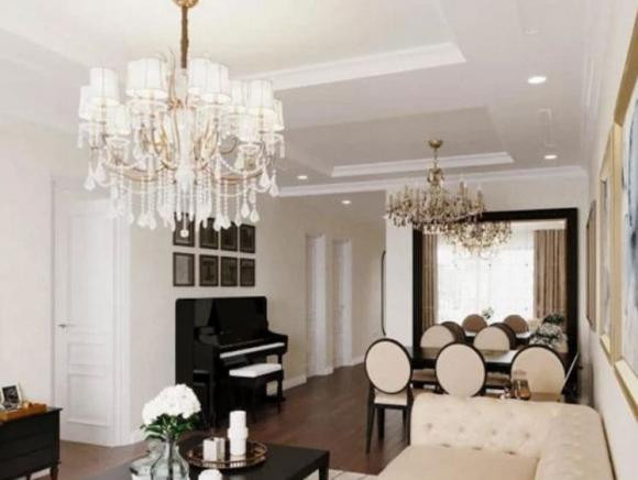 Căn hộ của MC Huyền Châu thiết kế theo phong cách tân cổ điển với gam màu trắng đen chủ đạo. Ảnh: FBNV