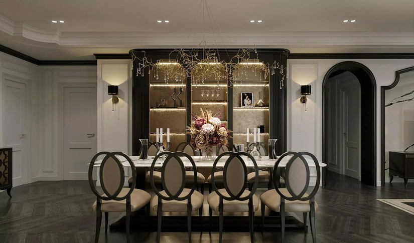 Phòng ăn mang phong cách Âu châu sang trọng.