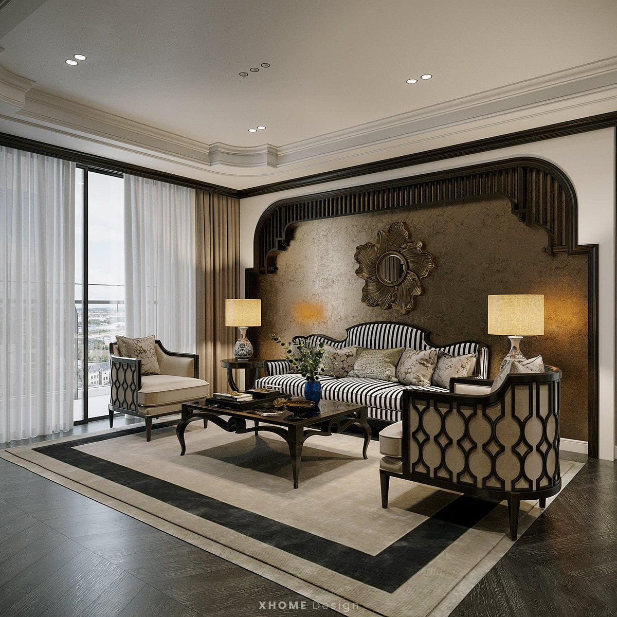 Phóng tầm mắt từ căn hộ ra ngoài, dễ dàng suy đoán căn hộ ở tầng cao với view khá đẹp.