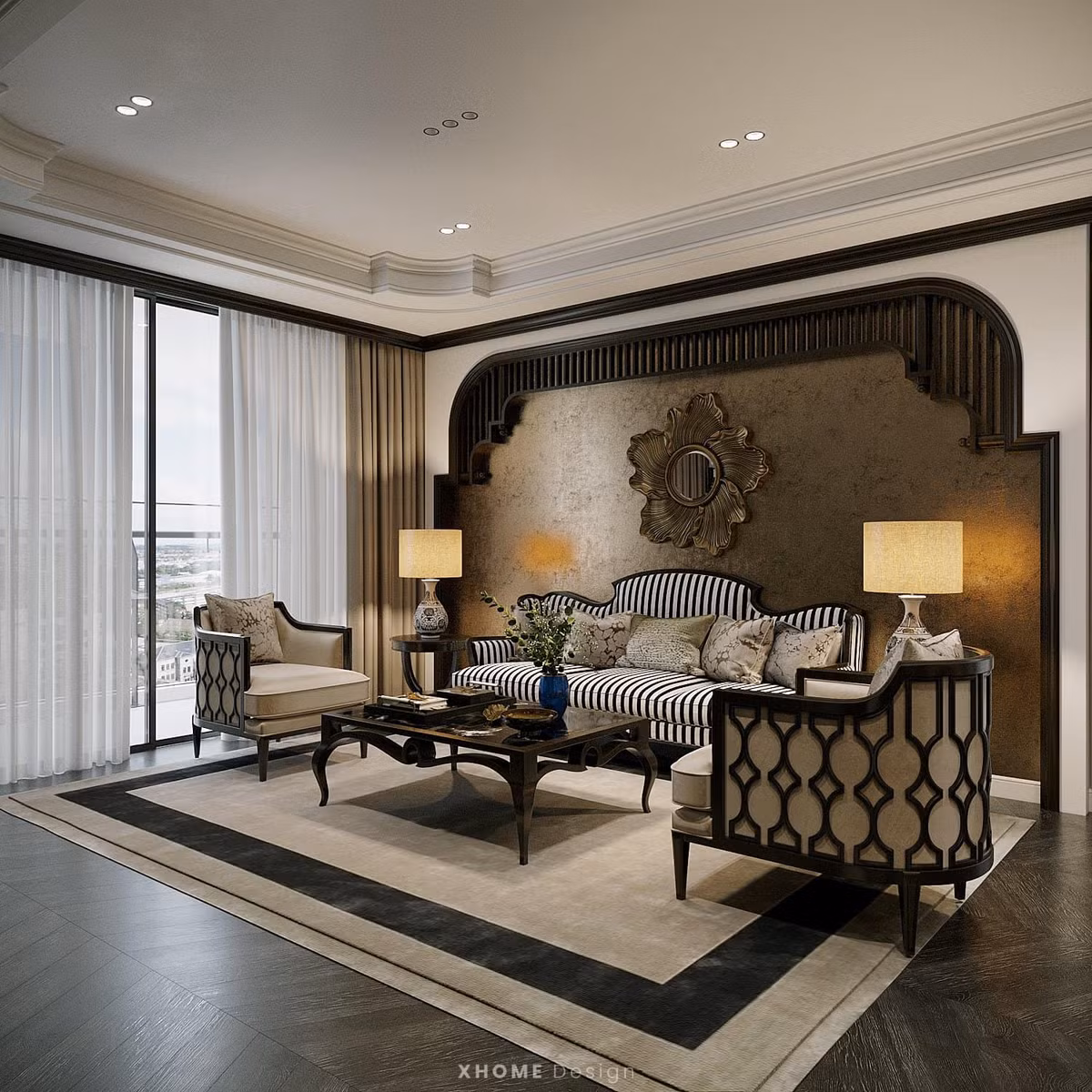 Phóng tầm mắt từ căn hộ ra ngoài, dễ dàng suy đoán căn hộ ở tầng cao với view khá đẹp.