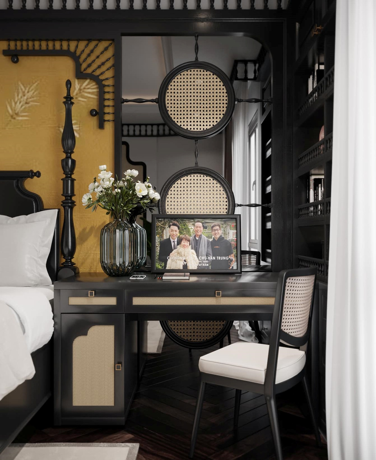 Không gian ngôi nhà của Đức Phúc sử dụng màu trắng đen chủ đạo.