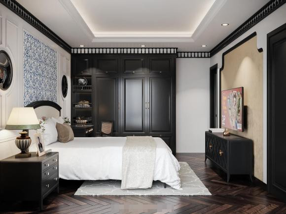 Phòng ngủ được bài trí sang trọng, tinh tế.