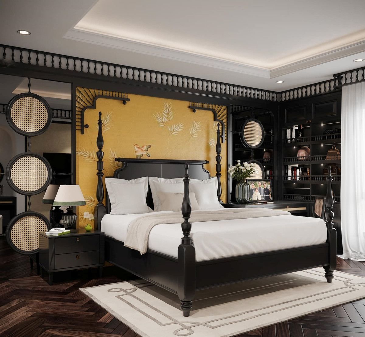 Vật liệu từ gỗ tạo cảm giác sang trọng, cổ điển xen lẫn hiện đại.