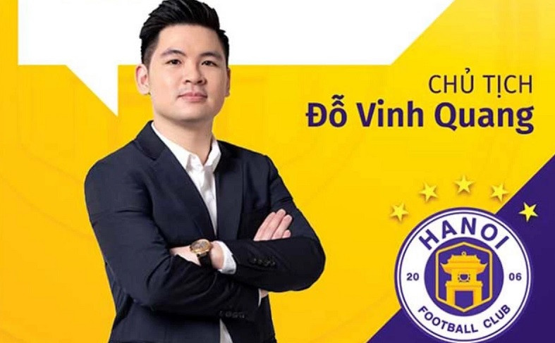 Đến năm 2020, Vinh Quang được bổ nhiệm làm CHủ tịch CLB Hà Nội khi mới 25 tuổi. Anh trở thành Chủ tịch trẻ nhất của một CLB trong lịch sử bóng đá chuyên nghiệp Việt Nam. Ảnh: Cafef