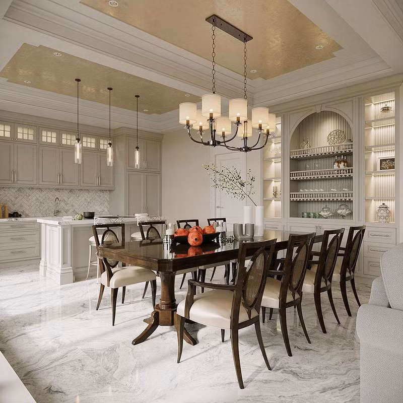 Phòng ăn cũng cực kỳ sang trọng.