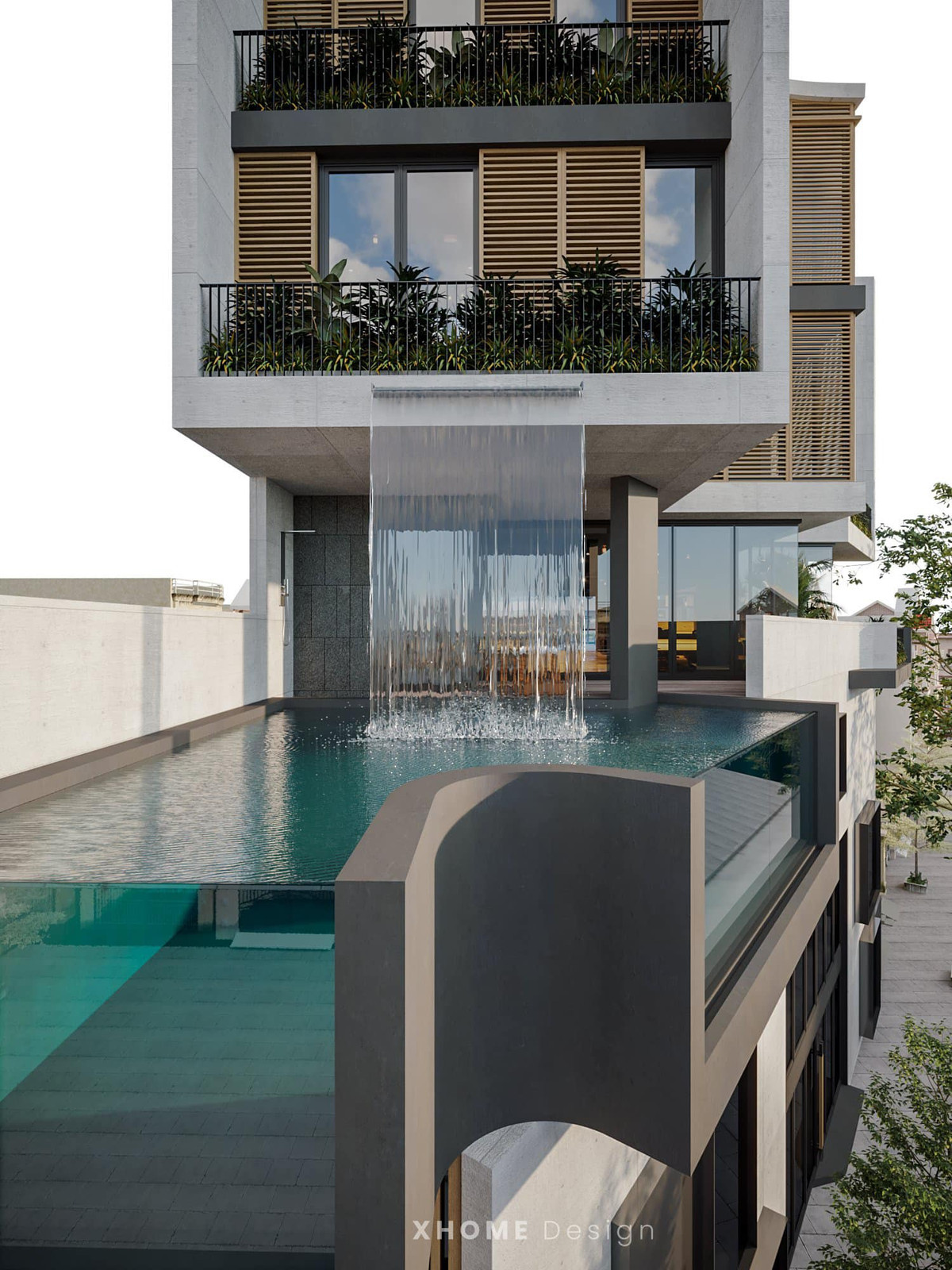 Bản thiết kế thứ 2 cho thấy, nhà mới của Việt Anh có cả bể bơi lớn và thác nước.